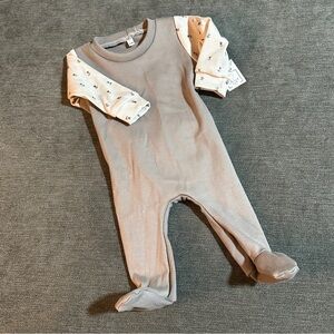 Etsy Custom Size 0-3 months Charming Grayish Brown and Cream infant Kids Footie